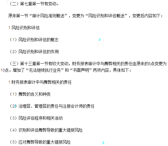 2016年注冊會計師考試大綱變化對比《審計》